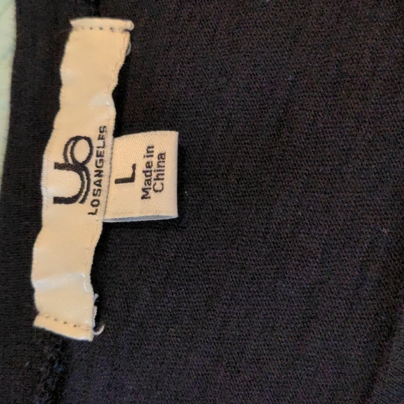 Ya Los Angeles Sz L Black Cotton Rayon Top with braiding detail New without tags - Picture 4 of 4